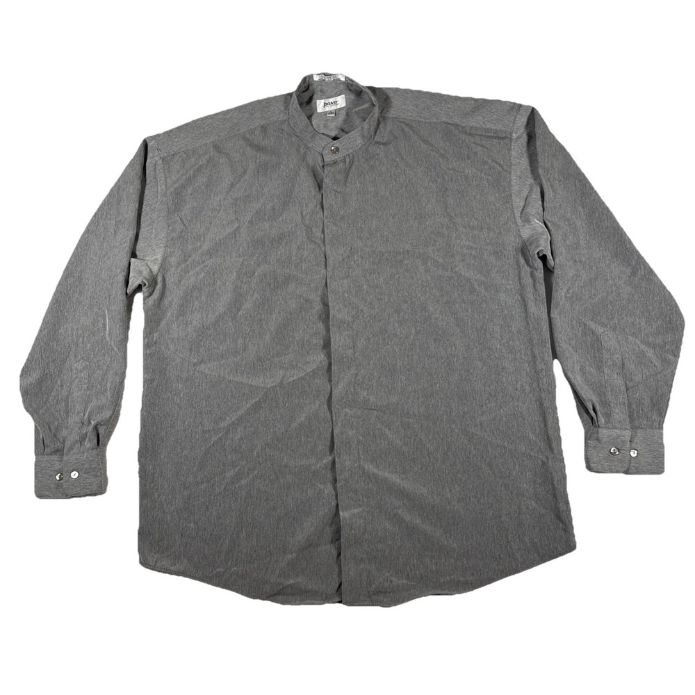 Pavo by Lastrada Men's L 16‑16.5 Gray Button‎ Down Shirt Korea Vintage Polyester